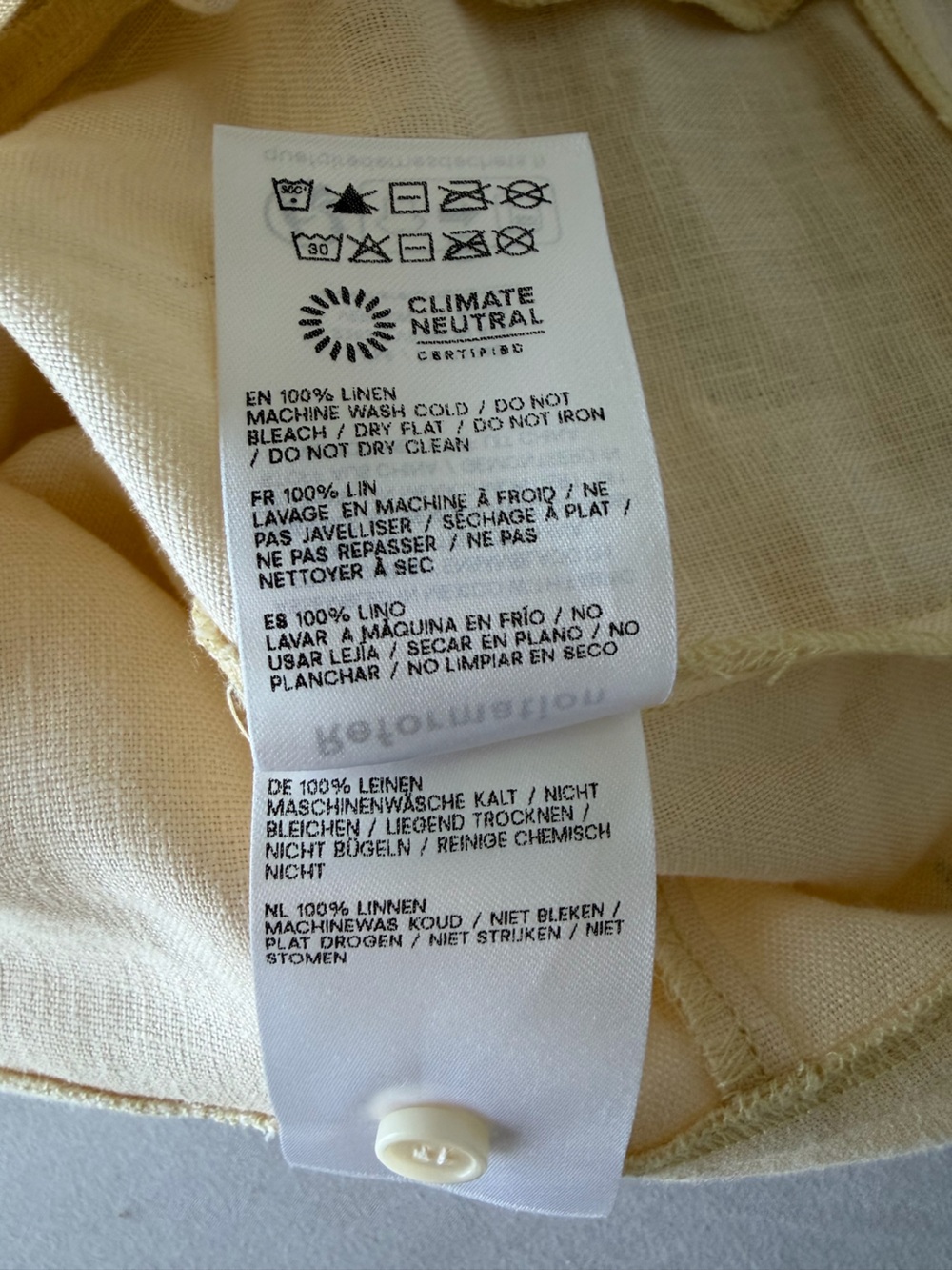 Reformation Cream Ruffle-Trim Button-Front Linen top - Picture 6 of 9
